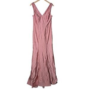 Cynthia & Sahar Shirred‎ Shoulder Stretch Satin Mermaid Dress L CS100 NWT